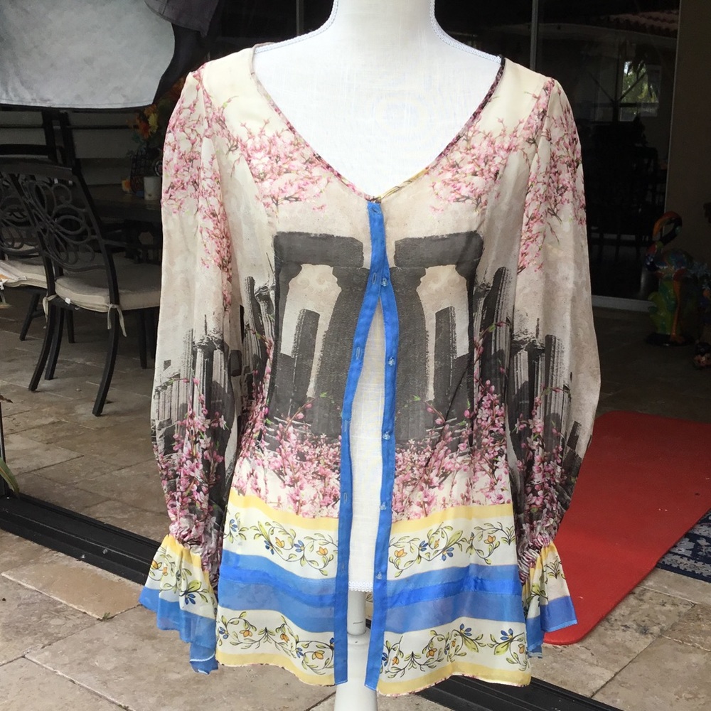 Sheer Dolce Print Throw Over Button Down